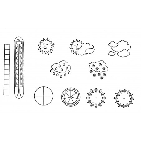 Timbri in legno - Meteo e tempo, set 11 pz.