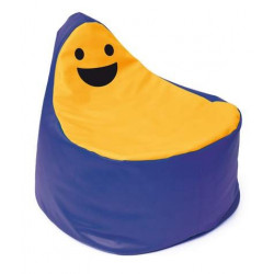 Pouf Faccina blu-giallo.